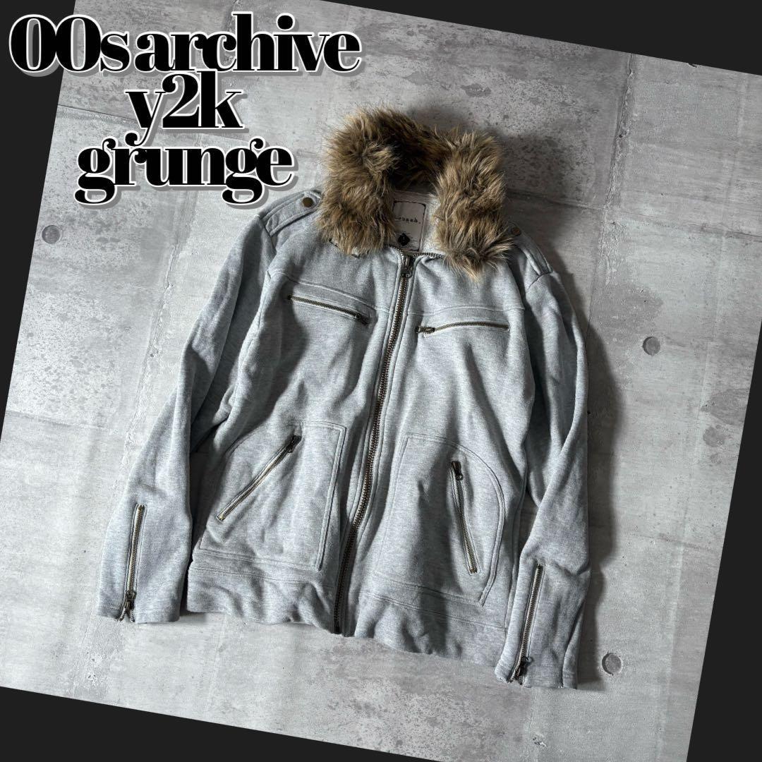 ジャケット・アウター 00s archive far sweat riders jacket y2k