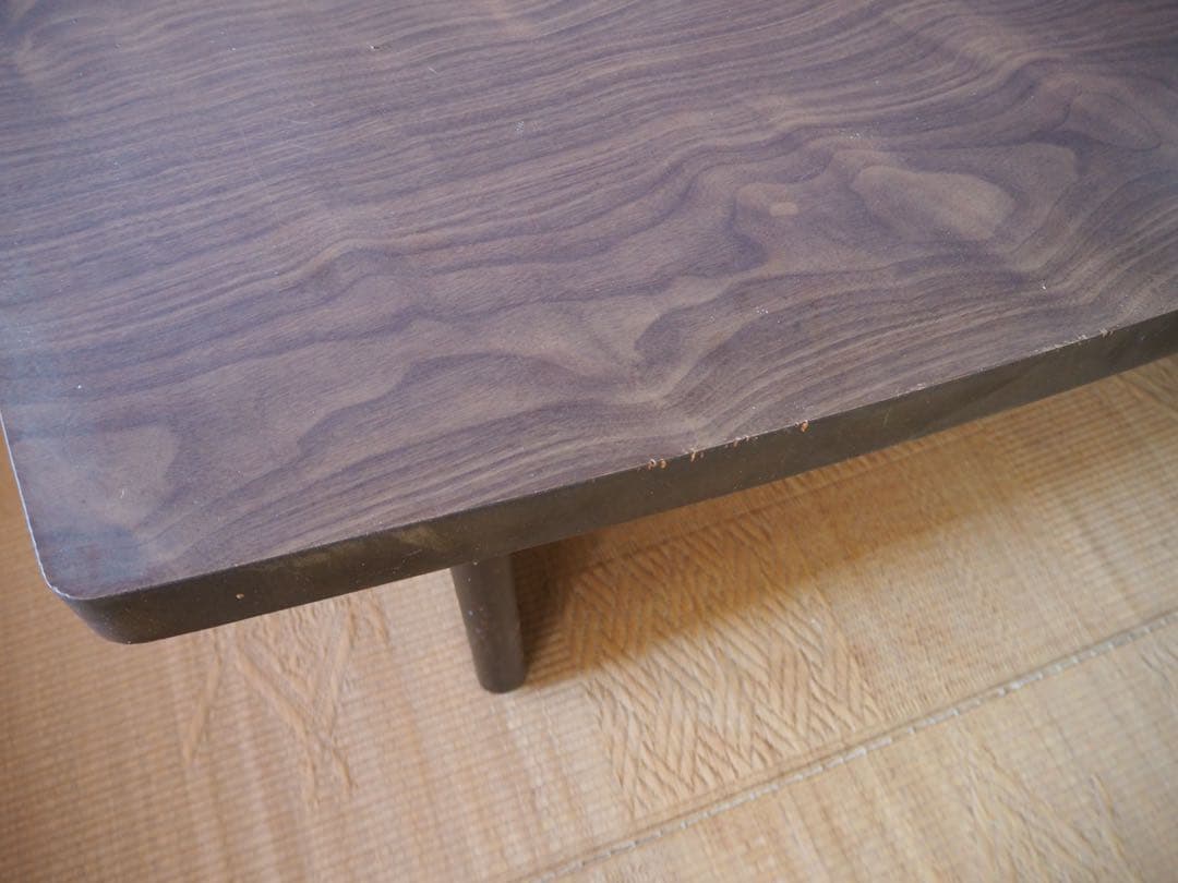 黒色シンプル座卓 下部棚付き