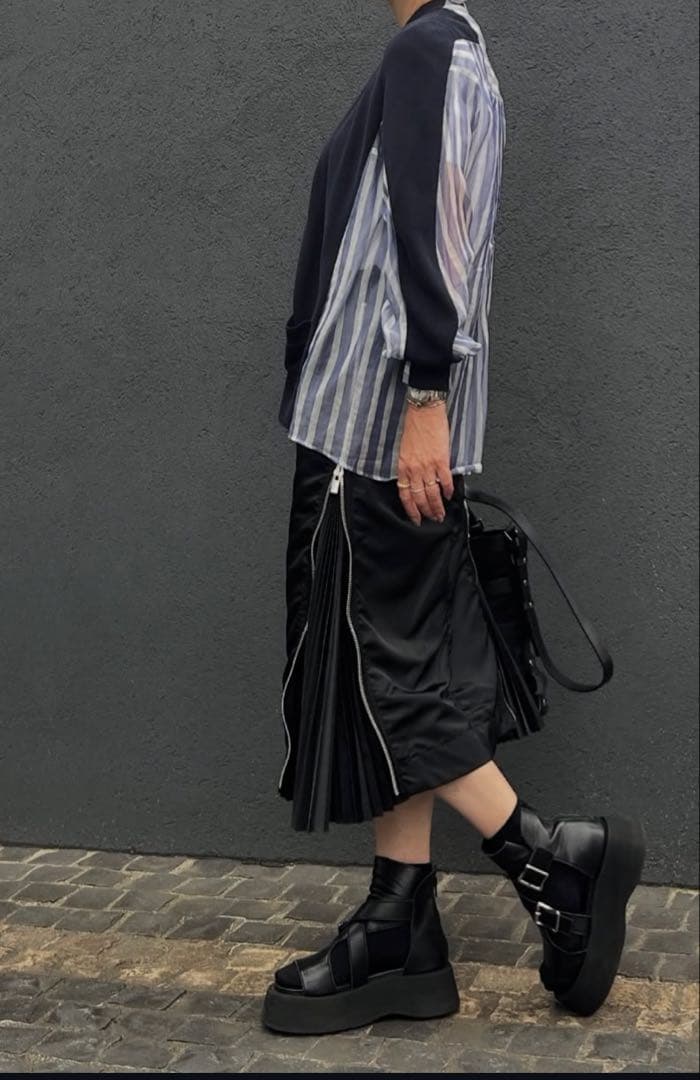 SACAI ブラックプリーツ切り替えスカート サカイisseyギャルソンyama