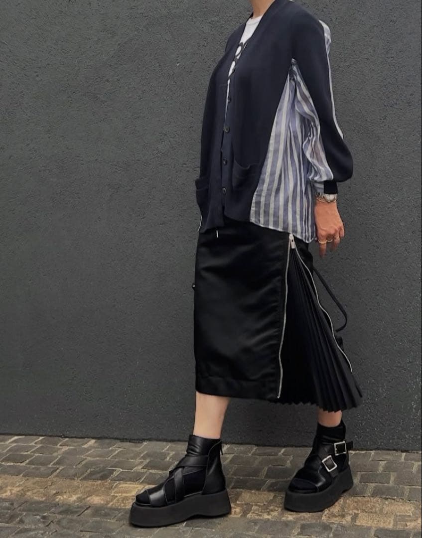 SACAI ブラックプリーツ切り替えスカート サカイisseyギャルソンyama