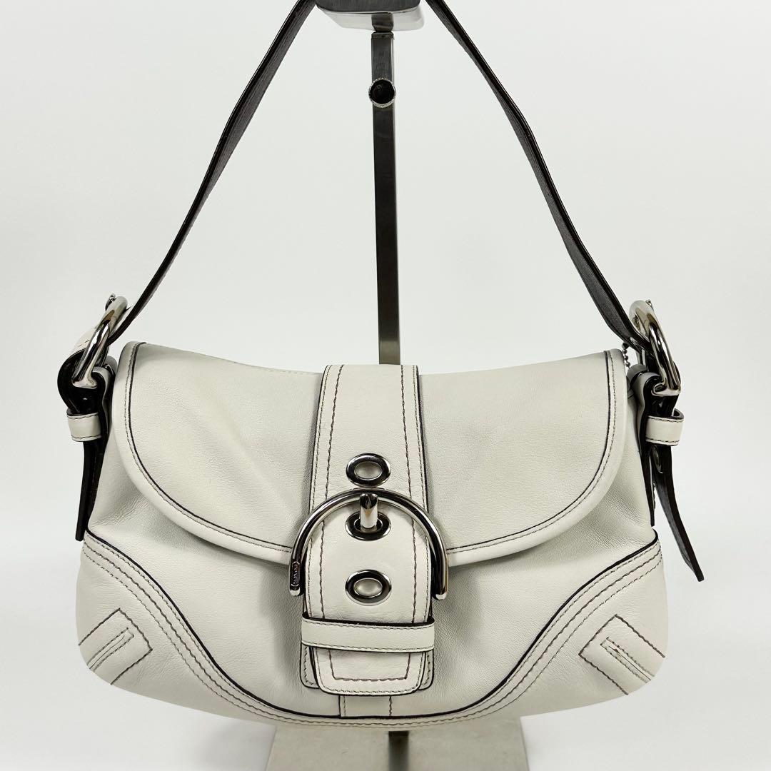 美品 COACH ホーボー ワンショルダーバッグ 白系