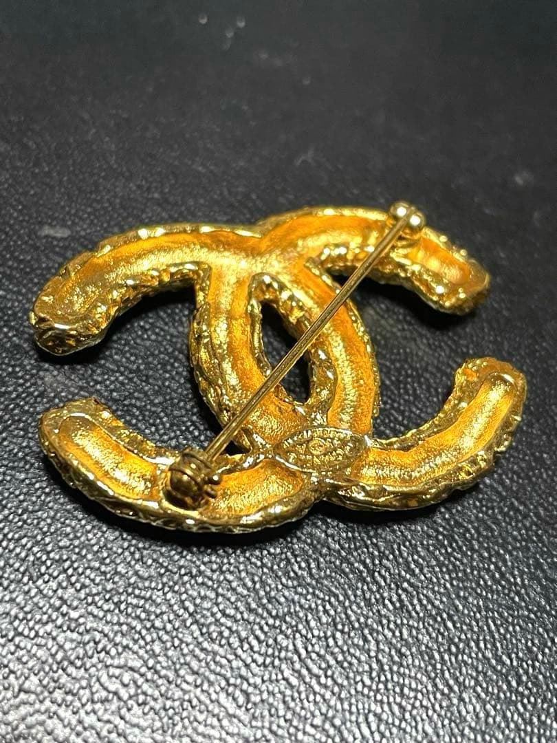 希少 シャネル ブローチ 溶岩 ココマーク ゴールド ヴィンテージ 93A