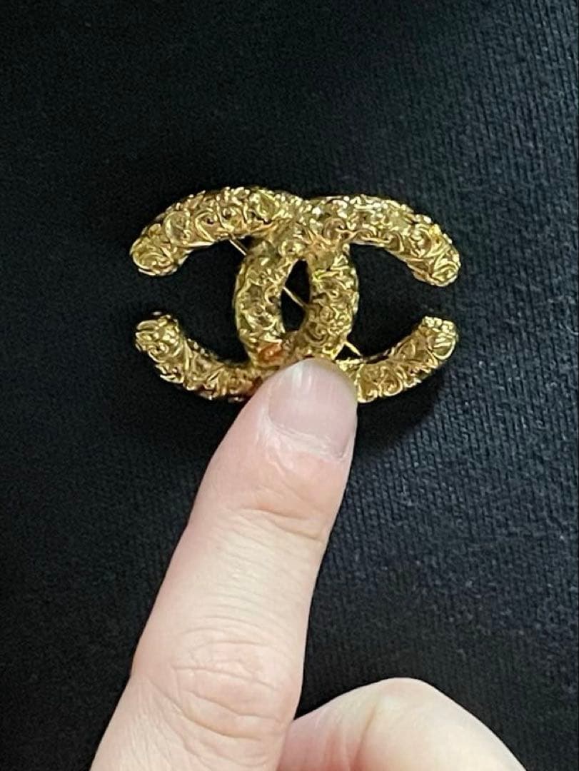希少 シャネル ブローチ 溶岩 ココマーク ゴールド ヴィンテージ 93A