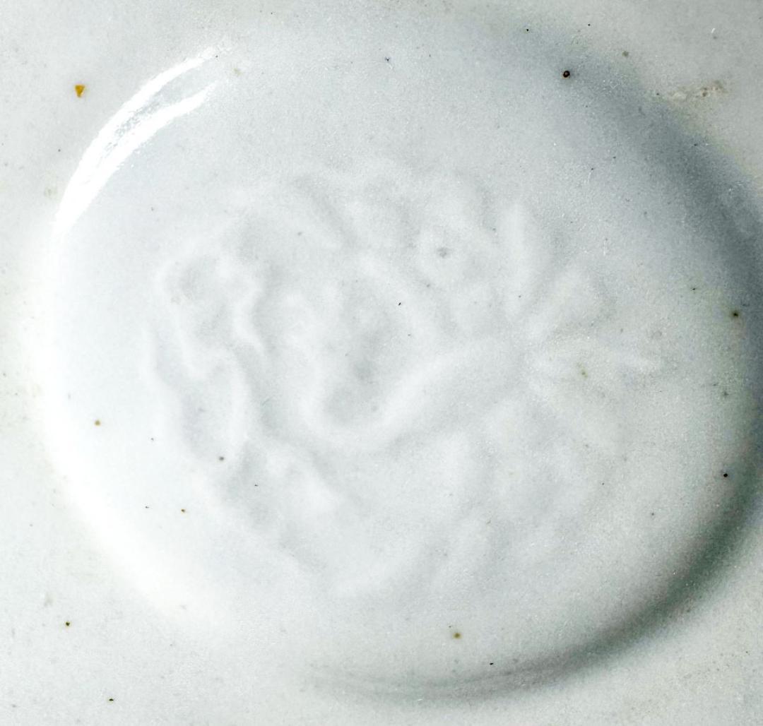 江戸中期 古伊万里 白磁陽刻鳳凰文小皿 8客 時代物 伝世品焼物 WWTT315