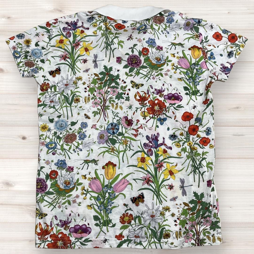 GUCCI フローラル柄 ポロシャツ ホワイト ヴィンテージ S