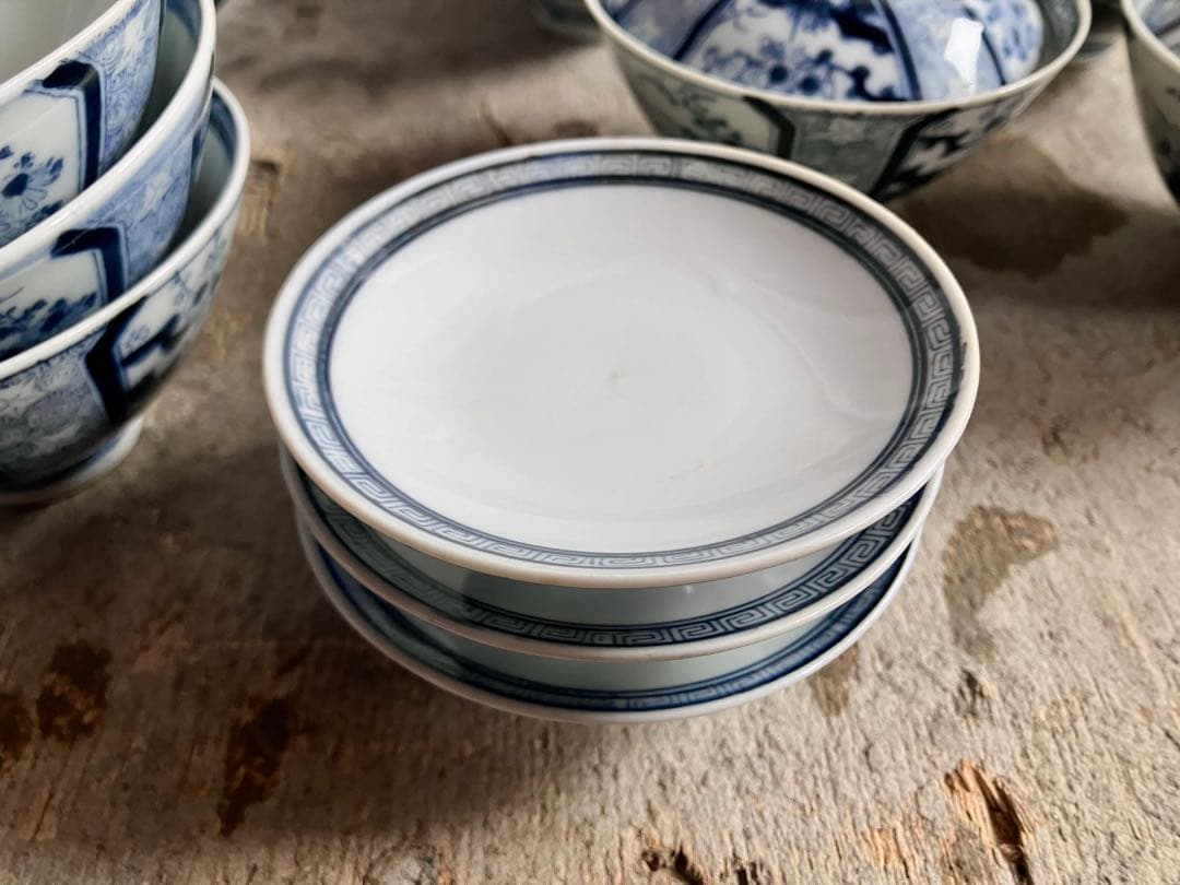 新春お値下げ✅古伊万里✅蓋付き椀18客/染付山水画/骨董/磁器