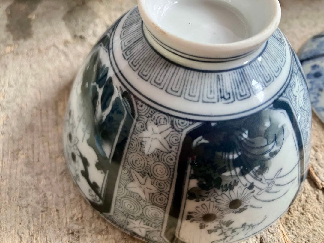 新春お値下げ✅古伊万里✅蓋付き椀18客/染付山水画/骨董/磁器