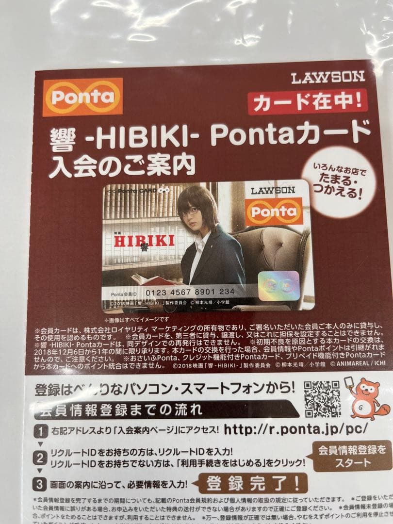 響-HIBIKI- Pontaカード 平手友梨奈