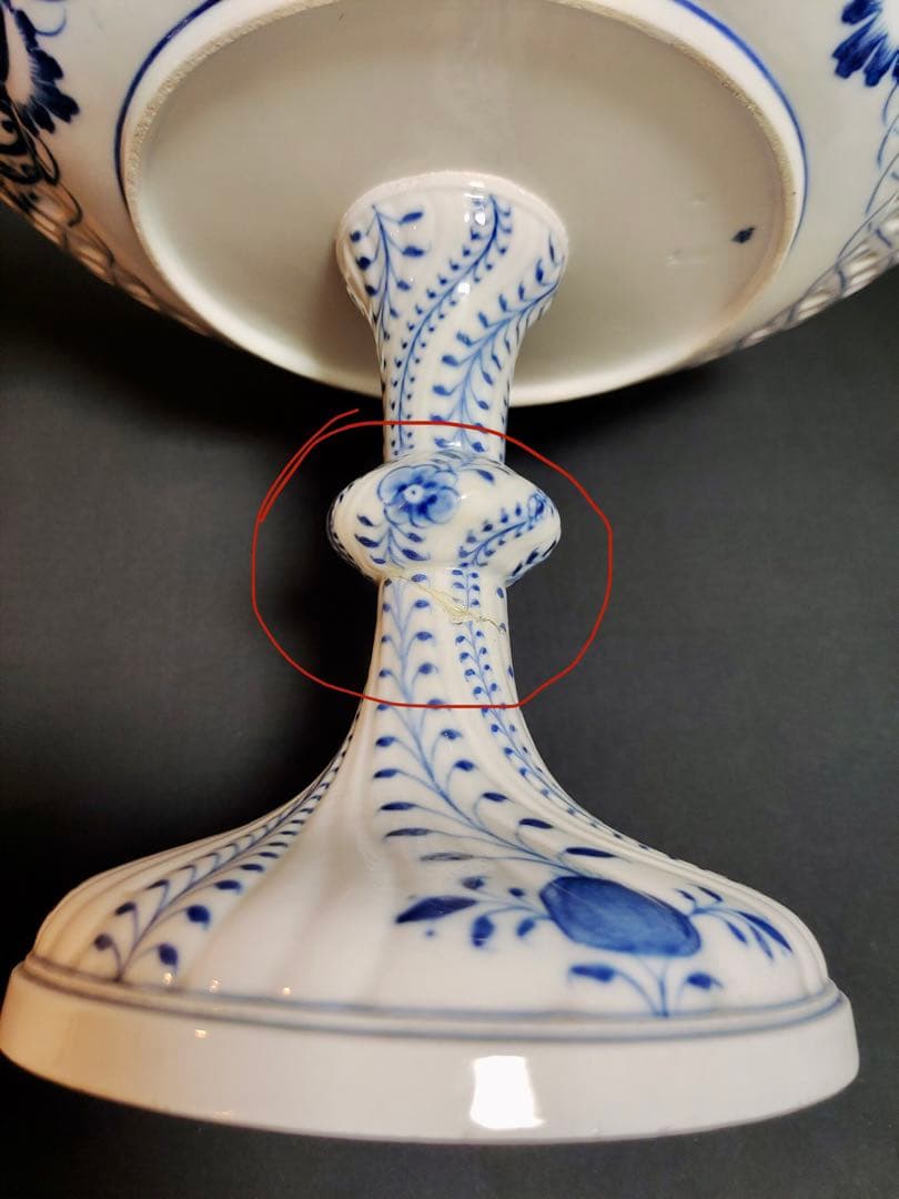 時代 マイセン ブルーオニオン 磁器 2段コンポート 飾り インテリア 修理あり