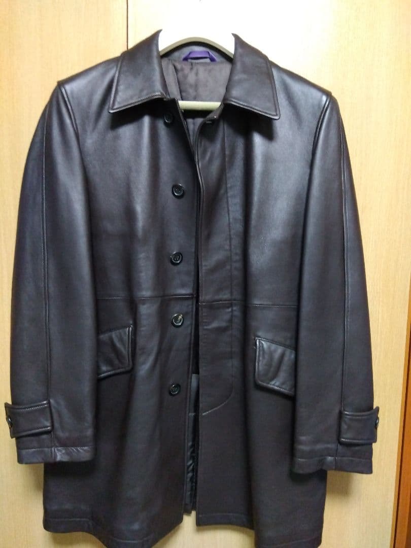 Paul Smith ラムレザー コート 中綿入り ステンカラーMブラウン美品。