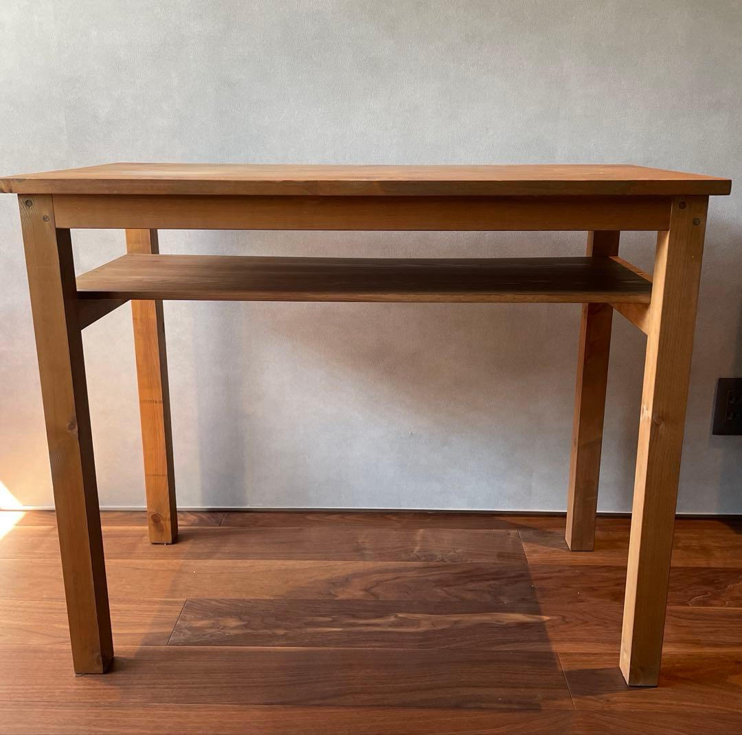 アンティーク風収納棚付きデスク　机　テーブル