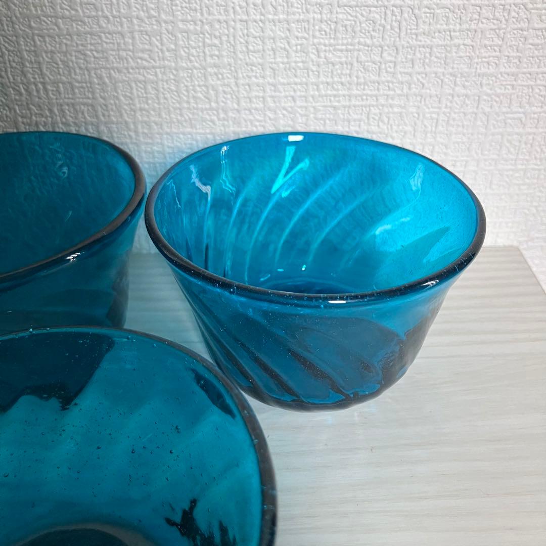 38【倉敷ガラス】小谷眞三 翠小鉢6点セット