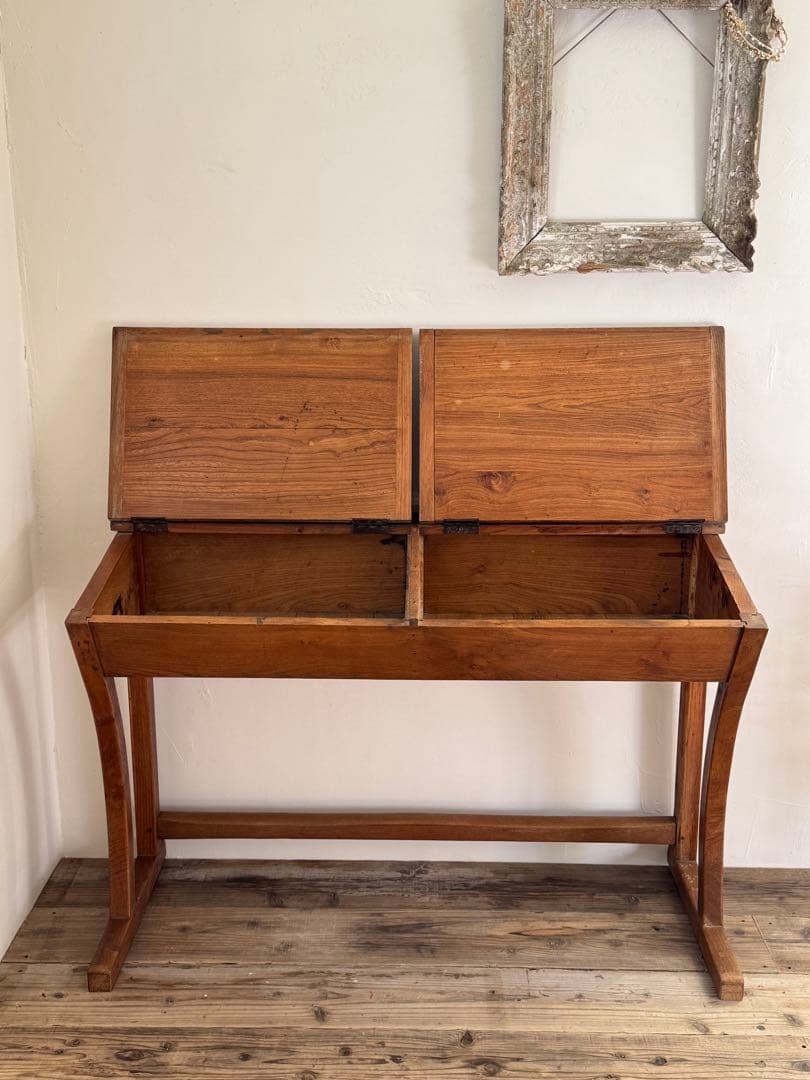 1900s初期フランスアンティーク 2人掛け　スクールデスク