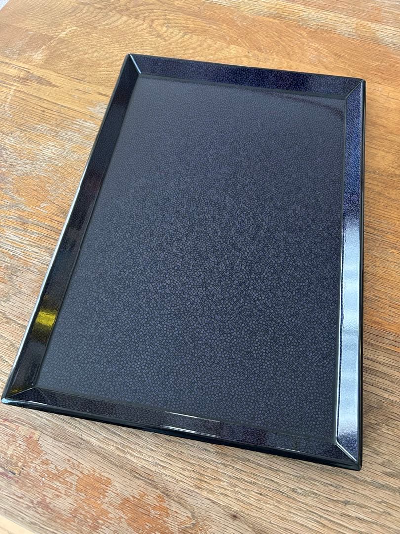 美品⟡.·津軽塗 ななこ 貴重な青紫色 長方形盆