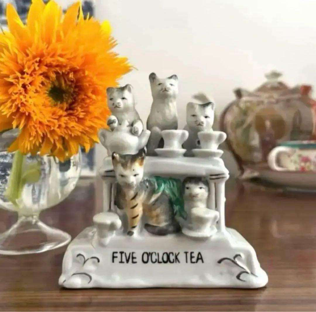 英国アンティーク1885年 ♤ 5匹の猫と5時のお茶 ♤ フェアリング