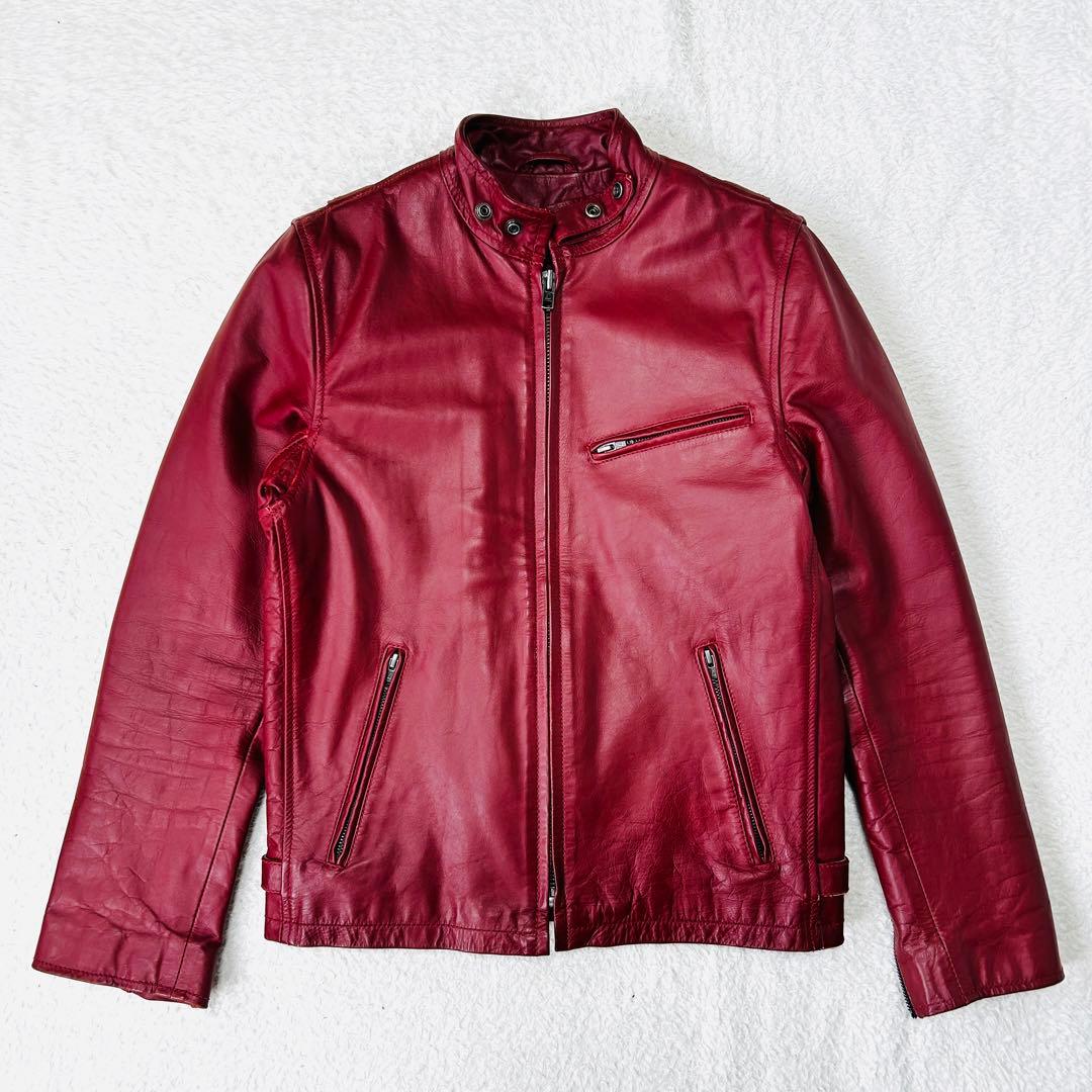 Liugoo Leathers シングルライダース 牛革 脱着ライナー 赤 M