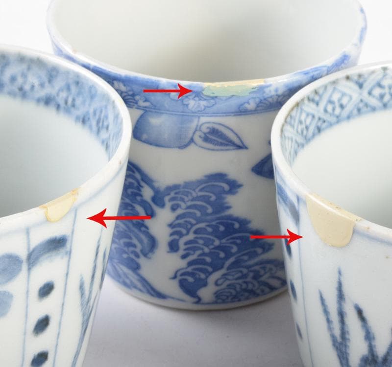 Q　古伊万里　染付　花文　酒盃　ぐい呑　43客まとめて　M　R5096C