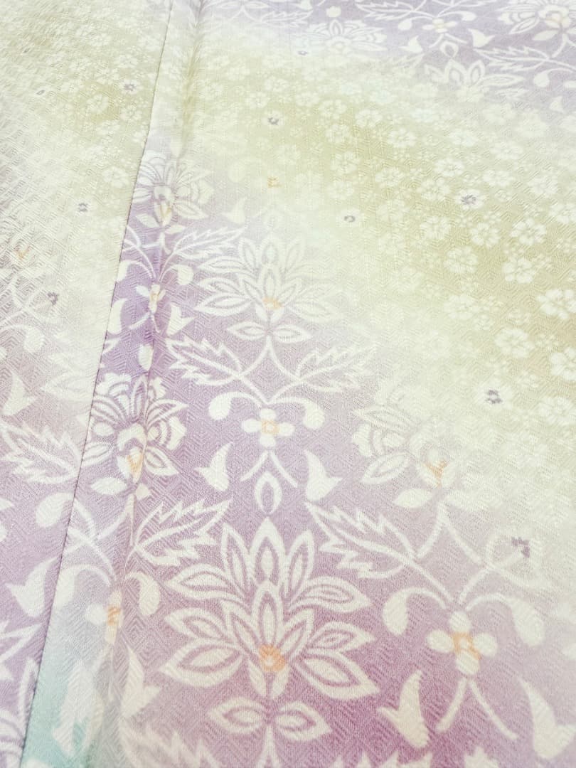 未使用品 高級 小紋 洗える着物 パステルカラー ポリエステル