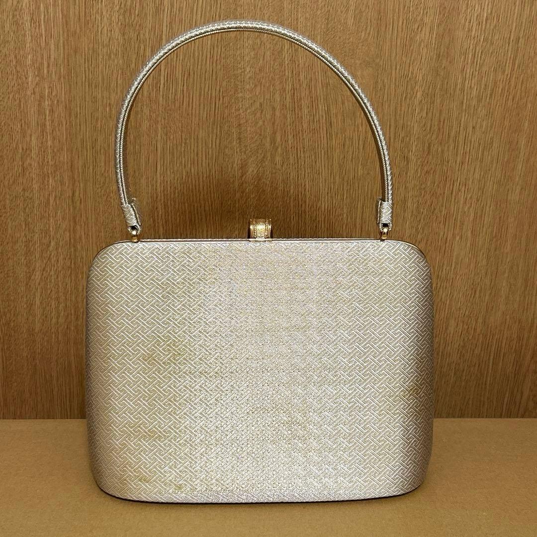 神田胡蝶　和装バッグ　フォーマル　佐賀錦　紗綾型地紋　正絹　金糸　礼装