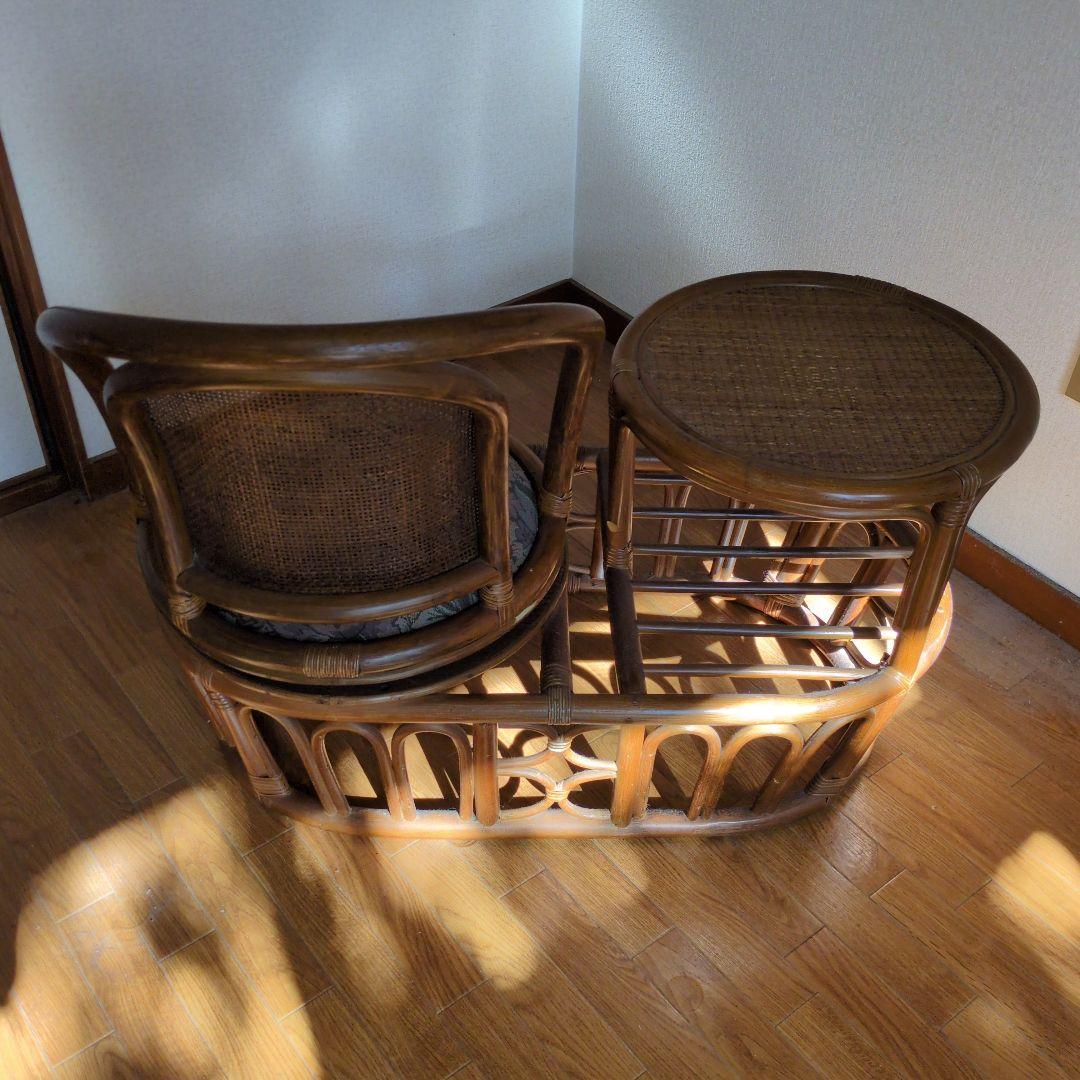 ★最終値下げ 超特価セール★昭和の珍品★コイズミ製 ラタン 回転椅子付きテーブル