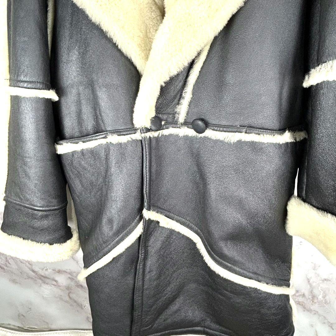 Daiya リアルムートン ナッパレザー　ブラック/クリーム コート