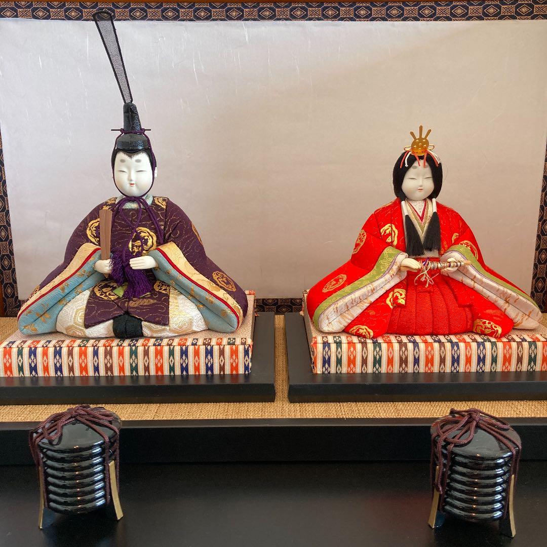 はぎー　お雛様　三段　久月　黒い雛壇　七楽人　※都内直接お渡し品