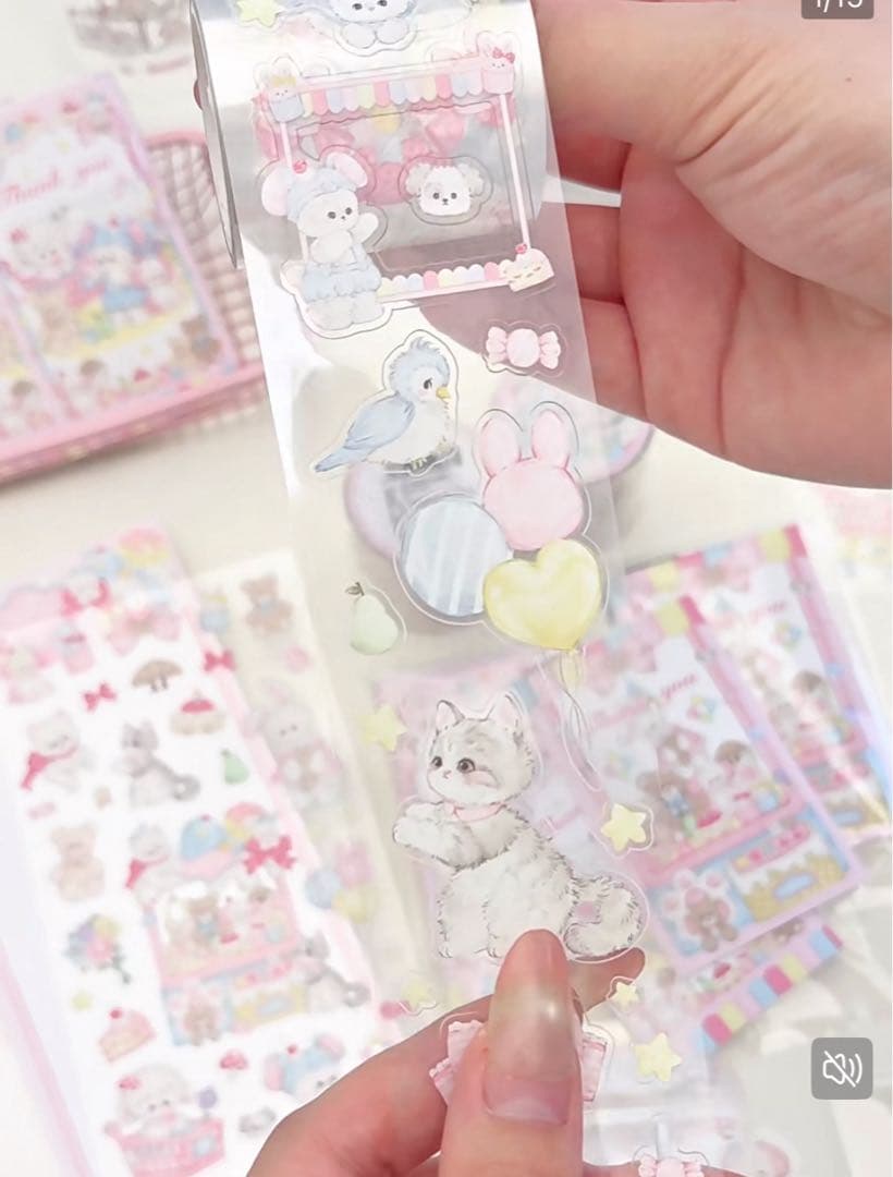 Lb29❥ 甜心娃娃机 レトロアニマル シール マステ ♡ 海外