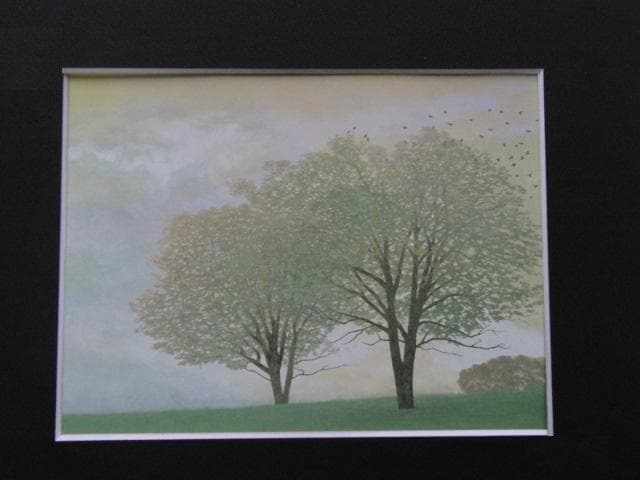 三輪晃久、【はれゆく】、希少な額装用画集画、新品高級額 額装付