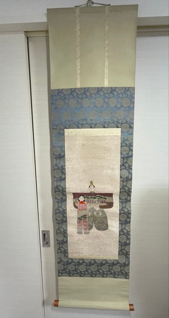 戸塚刺繍 掛け軸 ひな人形 雛人形 アンティーク 刺繍　立雛