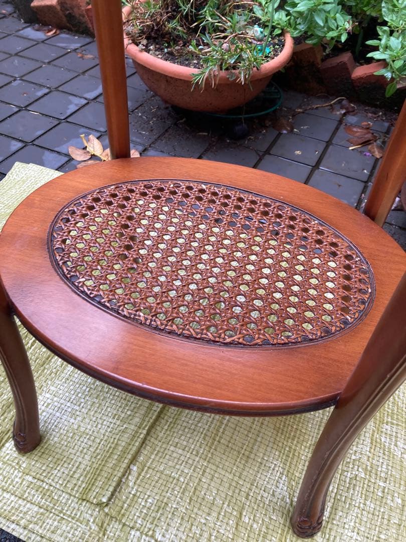 アンティーク家具　イタリア製　花柄象嵌　サイドテーブル　花台　猫脚