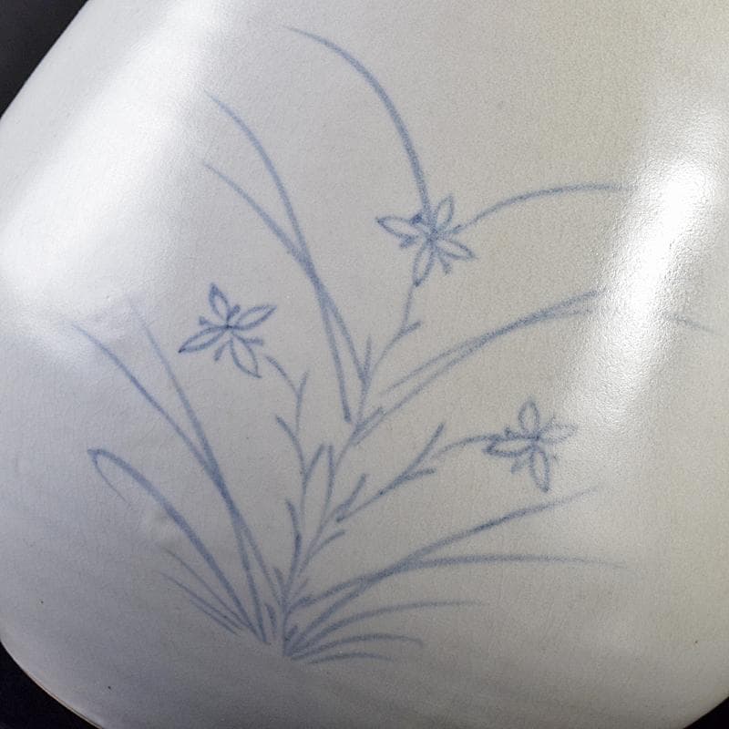 銀杏の木 　安東五作　樊川窯　青華　花文　水指　共箱　M　R8709B