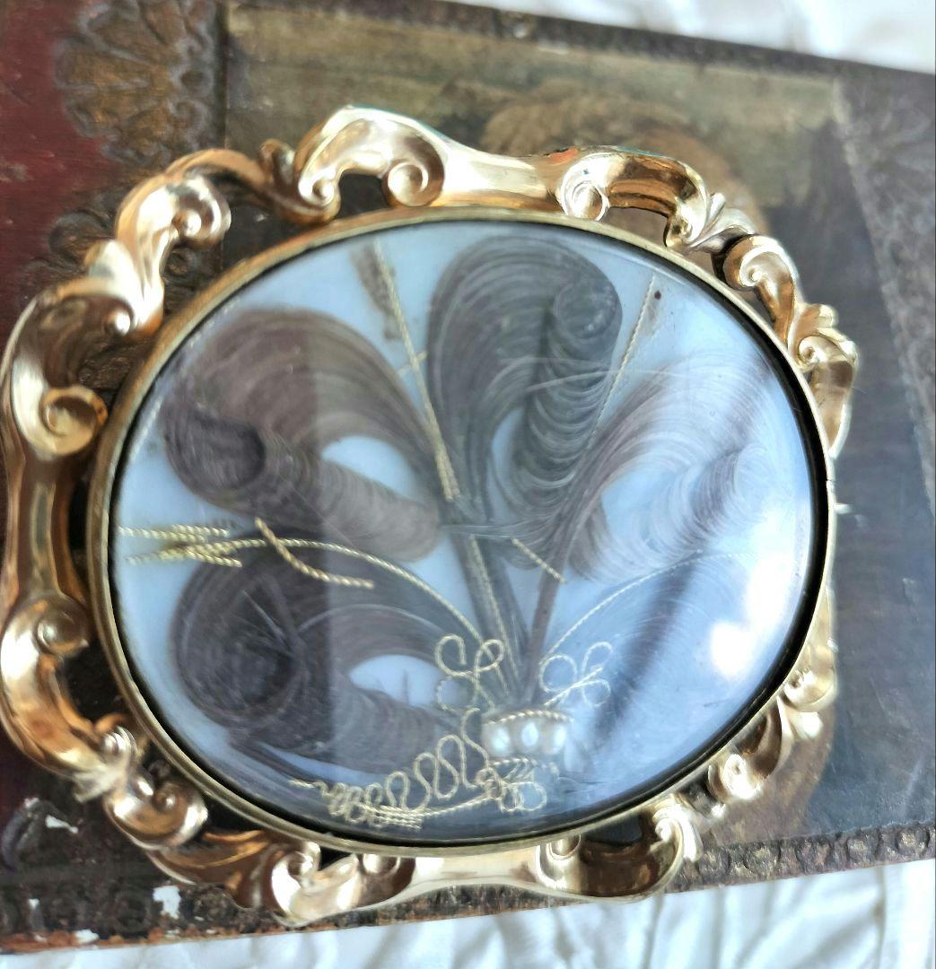 アンティーク モーニングジュエリー ブローチ 遺髪 訳あり