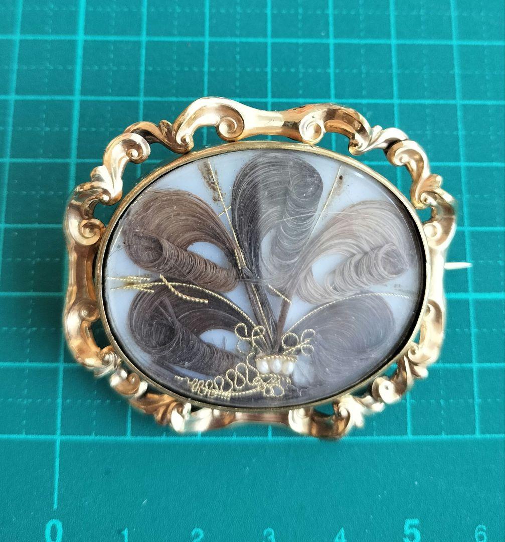 アンティーク モーニングジュエリー ブローチ 遺髪 訳あり