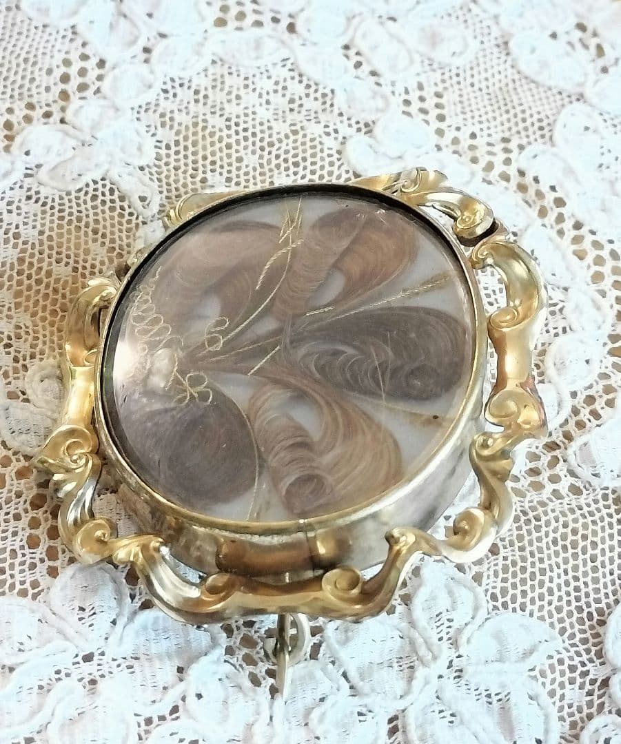 アンティーク モーニングジュエリー ブローチ 遺髪 訳あり