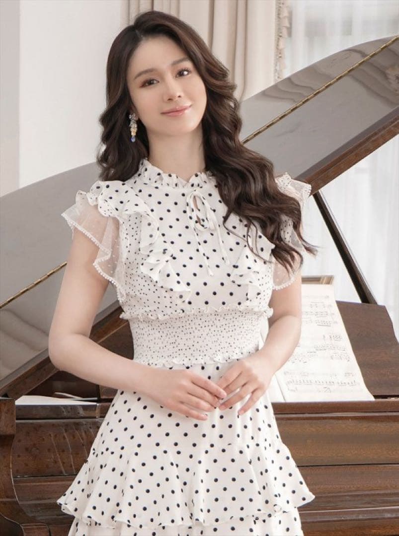 y【ERUKEI エルケイ】ドット ティアードフリル キャバドレス