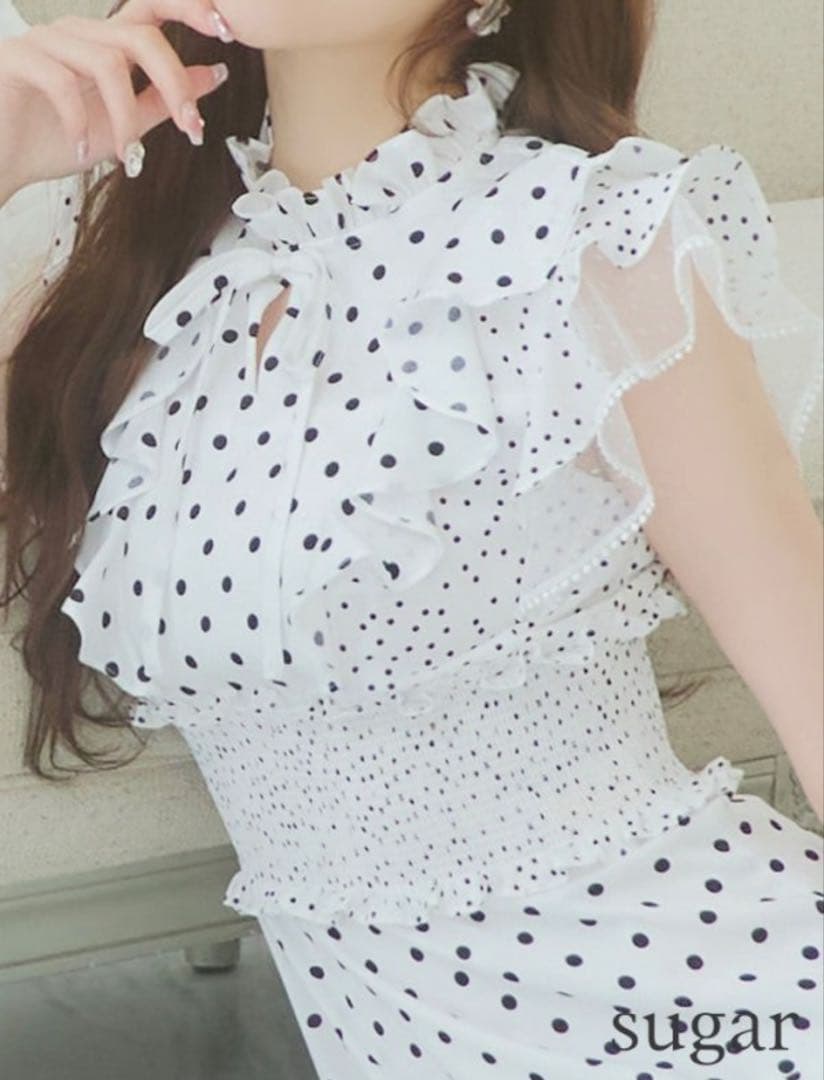 y【ERUKEI エルケイ】ドット ティアードフリル キャバドレス