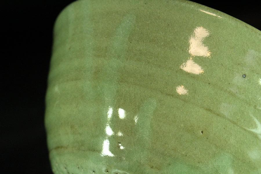 茶道具 原清和作 青井戸 茶碗 美品 共箱(K-YC432)