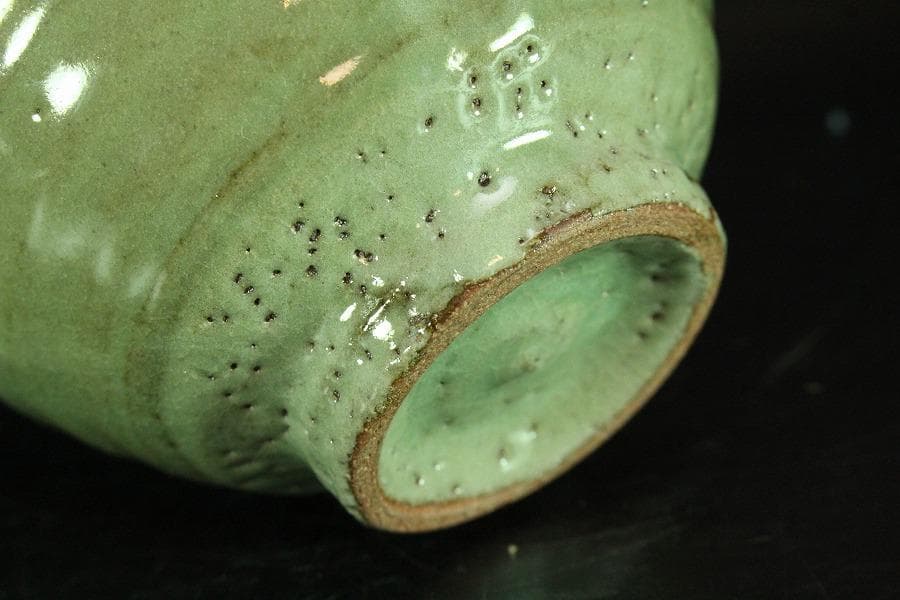 茶道具 原清和作 青井戸 茶碗 美品 共箱(K-YC432)