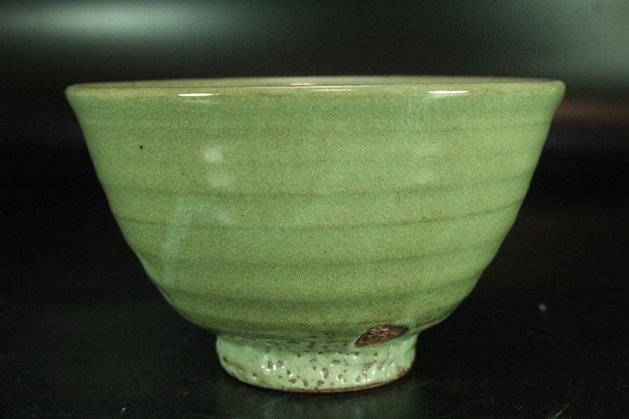 茶道具 原清和作 青井戸 茶碗 美品 共箱(K-YC432)