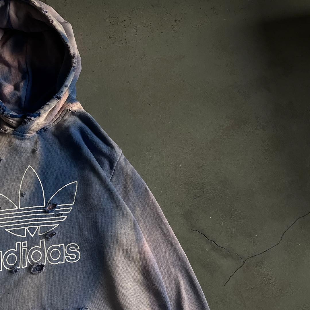 y2k“broken”超フェード“ターコイズ”2XO“boro hoodie