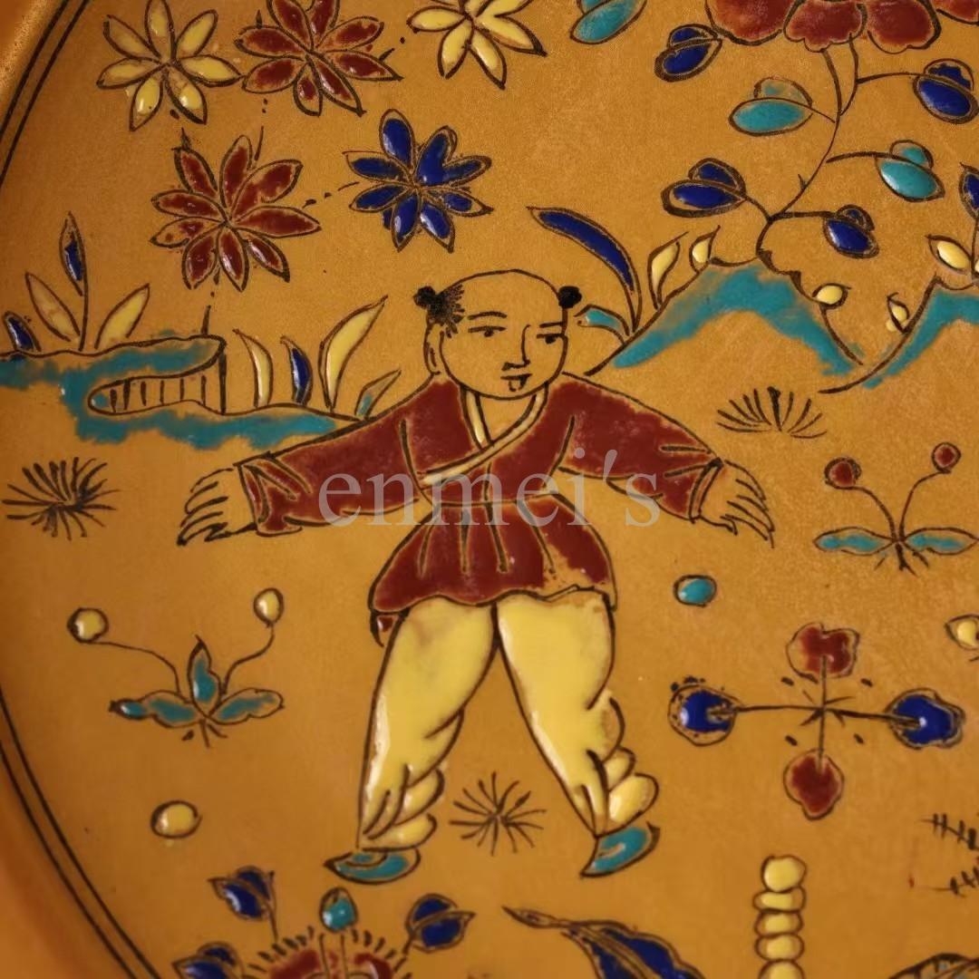 中国古美術・旧蔵 御用・ 粉彩人物図磁器の中皿・純手描き・文房具・置物・観賞皿