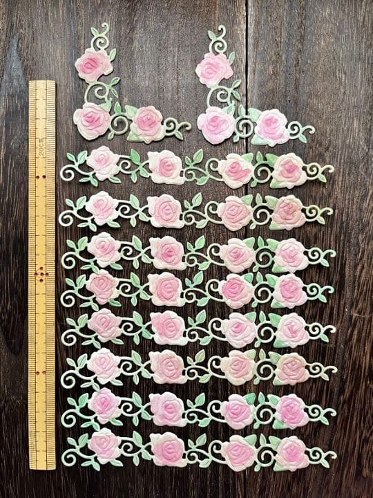 ジャンクジャーナル素材　薔薇【淡赤】　コーヒー染め　エンボスペーパー　コラージュ