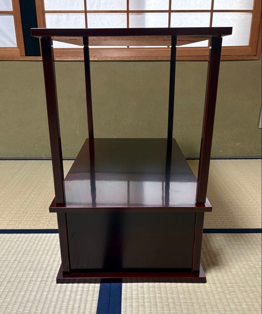 【中古品】平安光入造　組立式　紹鴎棚　平安景雲造　赤絵鳳凰唐草文水指（共箱）