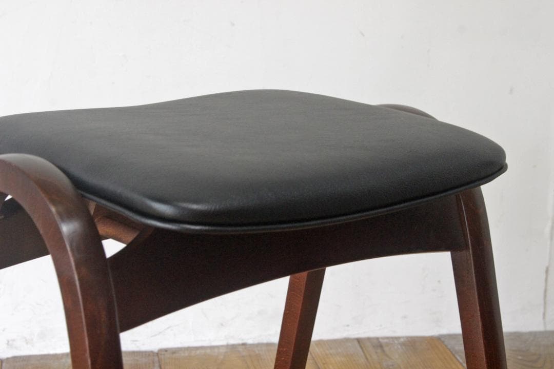 秋田木工 剣持勇 座面張り替え済み スツール No.202 レトロ 椅子 2
