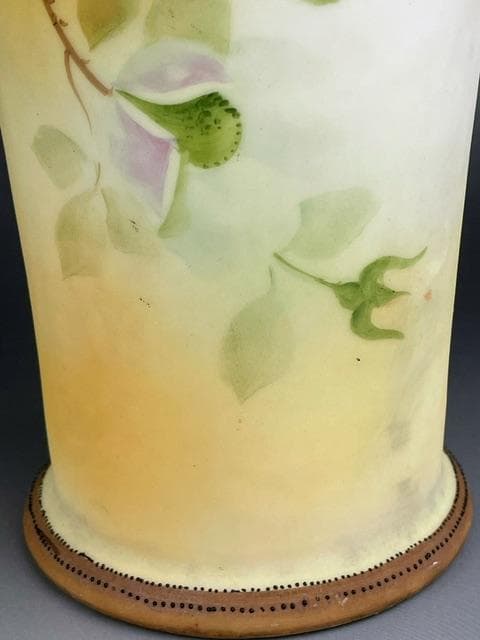 【超大型・訳アリ】オールドノリタケ 約３１．５㎝　花紋盛上げ花瓶 クレマチス