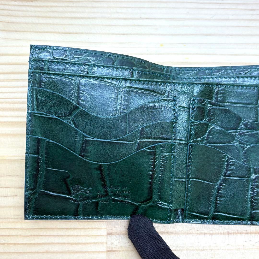 IL BISONTE イルビゾン　折り財布　クロコ型押し　がま口