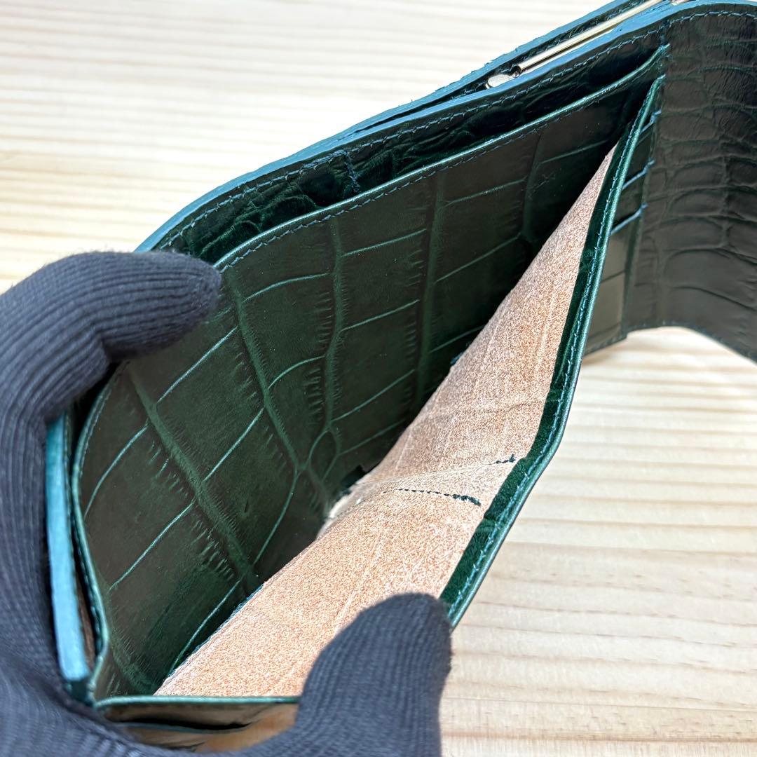 IL BISONTE イルビゾン　折り財布　クロコ型押し　がま口