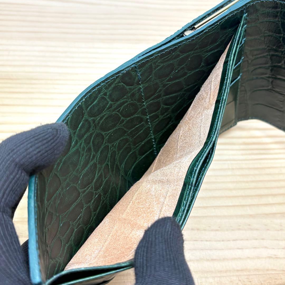 IL BISONTE イルビゾン　折り財布　クロコ型押し　がま口