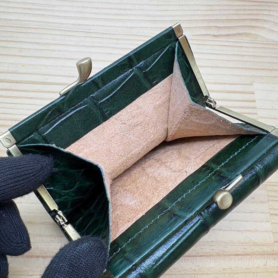 IL BISONTE イルビゾン　折り財布　クロコ型押し　がま口