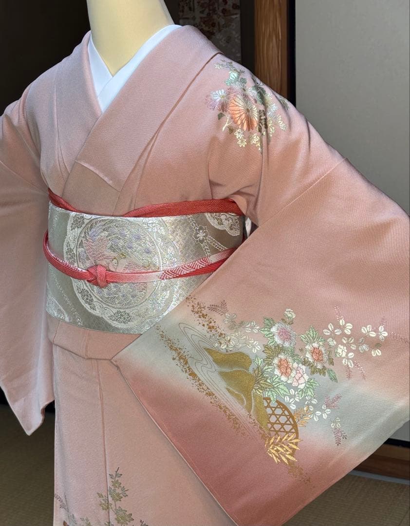 フォーマル4点フルセット 正絹訪問着　袋帯　帯締め帯揚げ
